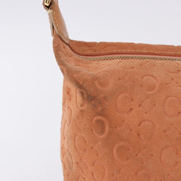 CELINE C Macadam Canvas Shoulder Bag Suede Orange Gold Auth BA15118