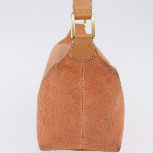 CELINE C Macadam Canvas Shoulder Bag Suede Orange Gold Auth BA15118