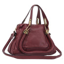 Chloe Paraty Hand Bag Leather 2way Bordeaux Gold Auth BA15119-1