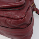 Chloe Paraty Hand Bag Leather 2way Bordeaux Gold Auth BA15119-16