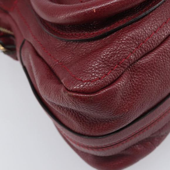 Chloe Paraty Hand Bag Leather 2way Bordeaux Gold Auth BA15119