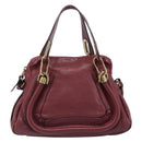 Chloe Paraty Hand Bag Leather 2way Bordeaux Gold Auth BA15119-13