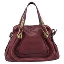 Chloe Paraty Hand Bag Leather 2way Bordeaux Gold Auth BA15119-2