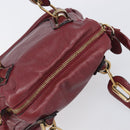 Chloe Paraty Hand Bag Leather 2way Bordeaux Gold Auth BA15119-6