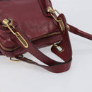 Chloe Paraty Hand Bag Leather 2way Bordeaux Gold Auth BA15119-7