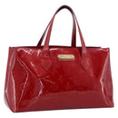 LOUIS VUITTON Monogram Vernis Wilshire PM Bag Pomme D'amour M93642 Auth BA15121-1