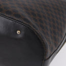 CELINE Macadam Canvas Tote Bag PVC Leather Black Gold Auth BA15122-14