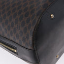 CELINE Macadam Canvas Tote Bag PVC Leather Black Gold Auth BA15122-15