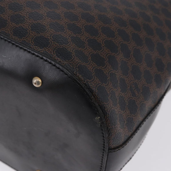 CELINE Macadam Canvas Tote Bag PVC Leather Black Gold Auth BA15122