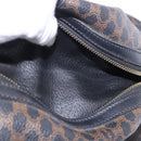 CELINE Macadam Canvas Tote Bag PVC Leather Black Gold Auth BA15122-22