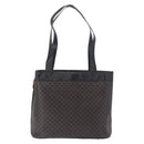 CELINE Macadam Canvas Tote Bag PVC Leather Black Gold Auth BA15122-2