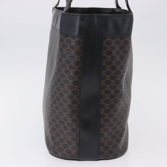 CELINE Macadam Canvas Tote Bag PVC Leather Black Gold Auth BA15122
