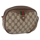 GUCCI GG Supreme Web Sherry Line Bag PVC Beige Gold 156 02 066 Auth BA15124-1