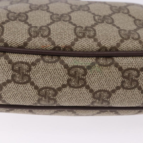 GUCCI GG Supreme Web Sherry Line Bag PVC Beige Gold 156 02 066 Auth BA15124