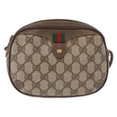 GUCCI GG Supreme Web Sherry Line Bag PVC Beige Gold 156 02 066 Auth BA15124-13