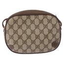 GUCCI GG Supreme Web Sherry Line Bag PVC Beige Gold 156 02 066 Auth BA15124-2
