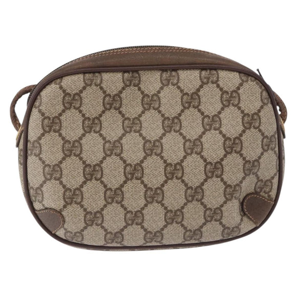 GUCCI GG Supreme Web Sherry Line Bag PVC Beige Gold 156 02 066 Auth BA15124