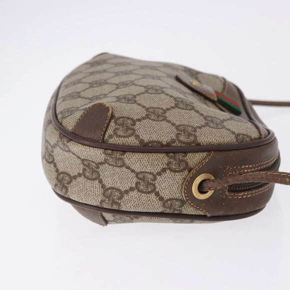 GUCCI GG Supreme Web Sherry Line Bag PVC Beige Gold 156 02 066 Auth BA15124