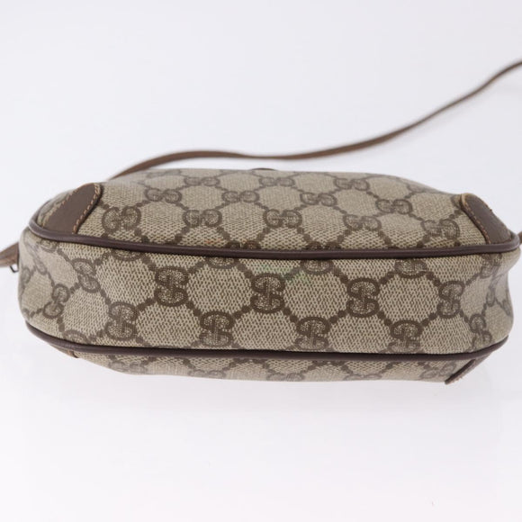 GUCCI GG Supreme Web Sherry Line Bag PVC Beige Gold 156 02 066 Auth BA15124