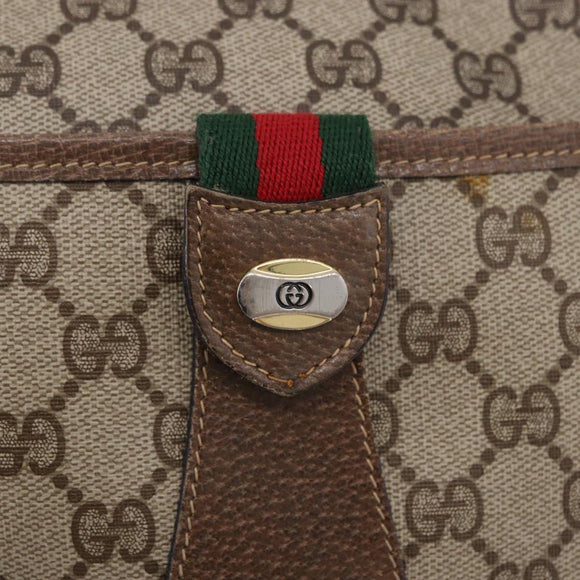 GUCCI GG Supreme Web Sherry Line Bag PVC Beige Gold 02 14 032 Auth BA15126