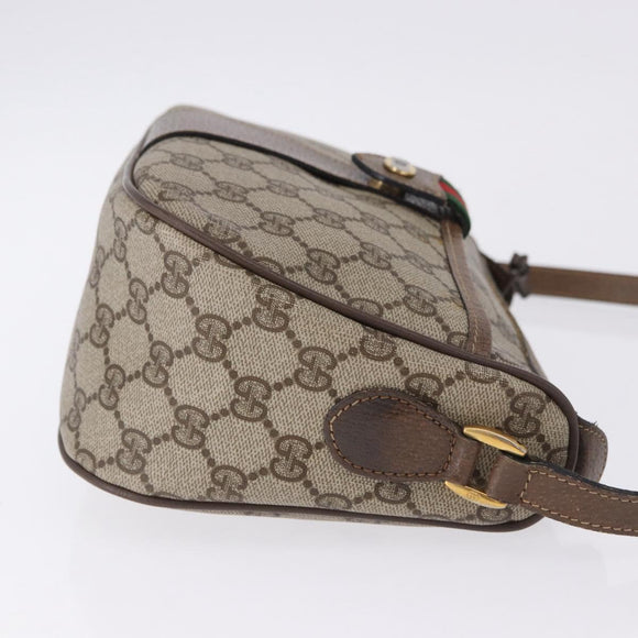 GUCCI GG Supreme Web Sherry Line Bag PVC Beige Gold 02 14 032 Auth BA15126