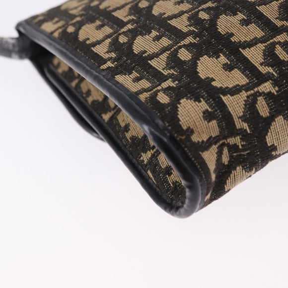 Christian Dior Trotter Canvas Shoulder Bag Navy Gold Auth BA15128