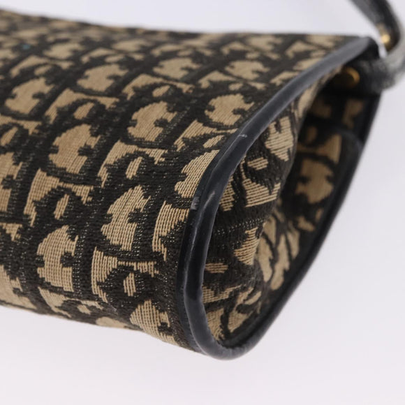 Christian Dior Trotter Canvas Shoulder Bag Navy Gold Auth BA15128