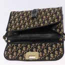 Christian Dior Trotter Canvas Shoulder Bag Navy Gold Auth BA15128-18