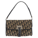 Christian Dior Trotter Canvas Shoulder Bag Navy Gold Auth BA15128-2