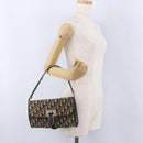 Christian Dior Trotter Canvas Shoulder Bag Navy Gold Auth BA15128-23