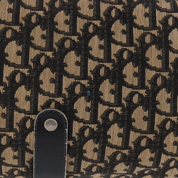 Christian Dior Trotter Canvas Shoulder Bag Navy Gold Auth BA15128