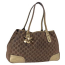 GUCCI GG Canvas Princie Tote Bag Brown Gold 163805 Auth BA15130-1