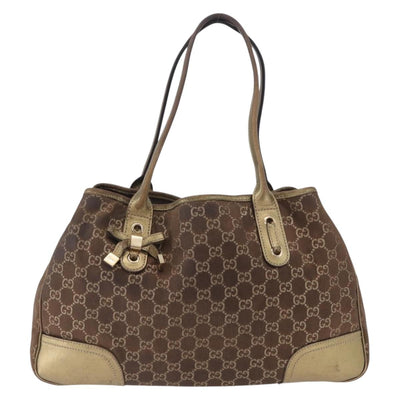 GUCCI GG Canvas Princie Tote Bag Brown Gold 163805 Auth BA15130 - 0