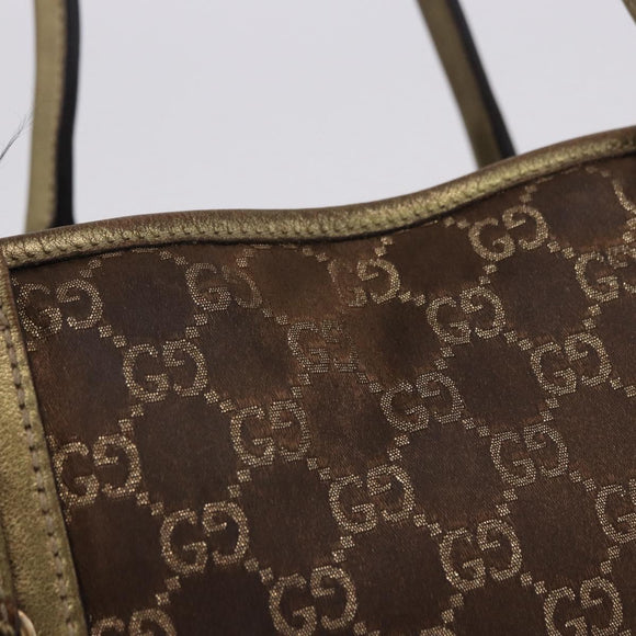 GUCCI GG Canvas Princie Tote Bag Brown Gold 163805 Auth BA15130