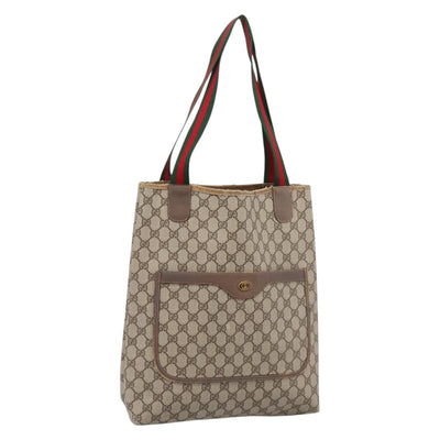 GUCCI GG Supreme Web Sherry Line Tote Bag PVC Beige Gold 39 02 003 Auth BA15137