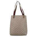 GUCCI GG Supreme Web Sherry Line Tote Bag PVC Beige Gold 39 02 003 Auth BA15137-2