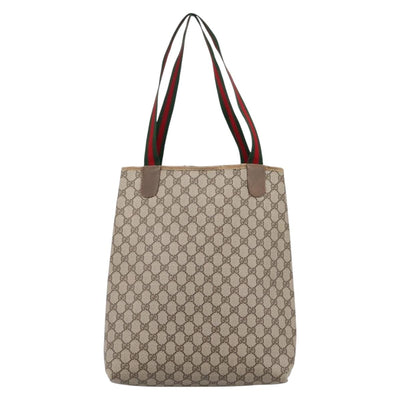 GUCCI GG Supreme Web Sherry Line Tote Bag PVC Beige Gold 39 02 003 Auth BA15137 - 0