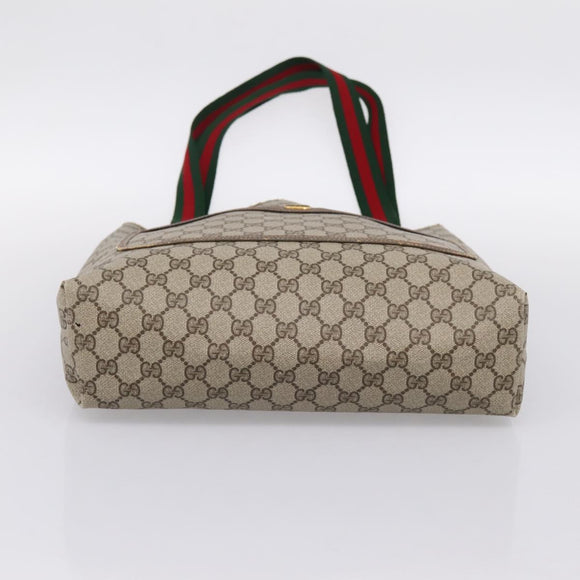 GUCCI GG Supreme Web Sherry Line Tote Bag PVC Beige Gold 39 02 003 Auth BA15137