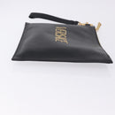 VERSACE Clutch Bag Leather Black Gold Auth BA15138A-4