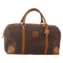 CELINE Macadam Canvas Boston Bag PVC Leather Brown Gold Auth BA15139-1