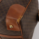 CELINE Macadam Canvas Boston Bag PVC Leather Brown Gold Auth BA15139-16