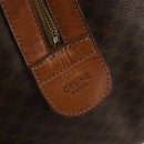 CELINE Macadam Canvas Boston Bag PVC Leather Brown Gold Auth BA15139-19