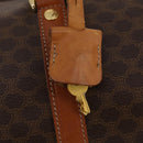 CELINE Macadam Canvas Boston Bag PVC Leather Brown Gold Auth BA15139-9