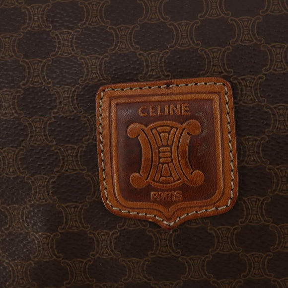 CELINE Macadam Canvas Boston Bag PVC Leather Brown Gold Auth BA15139