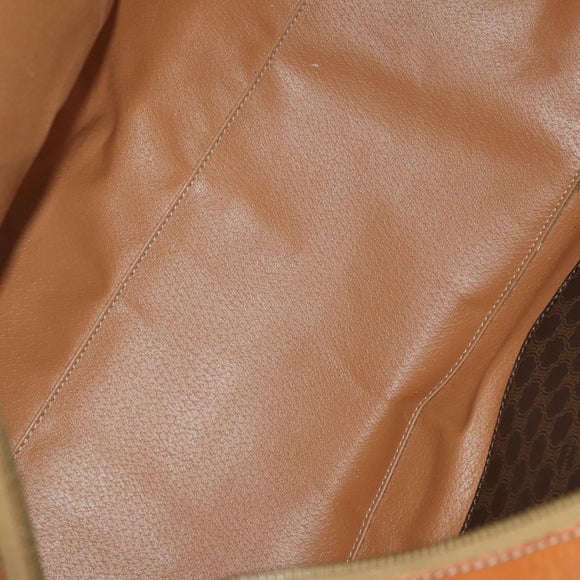 CELINE Macadam Canvas Boston Bag PVC Leather Brown Gold Auth BA15139