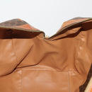CELINE Macadam Canvas Boston Bag PVC Leather Brown Gold Auth BA15139-22