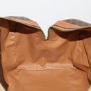 CELINE Macadam Canvas Boston Bag PVC Leather Brown Gold Auth BA15139-23
