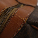 CELINE Macadam Canvas Boston Bag PVC Leather Brown Gold Auth BA15139-10