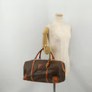 CELINE Macadam Canvas Boston Bag PVC Leather Brown Gold Auth BA15139-27