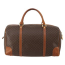 CELINE Macadam Canvas Boston Bag PVC Leather Brown Gold Auth BA15139-2